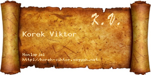 Korek Viktor névjegykártya